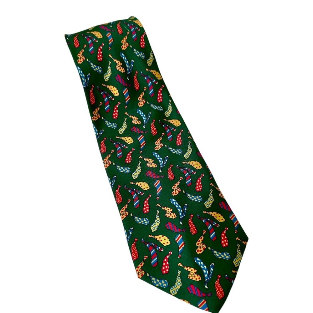 Tie Green Ties All Over Red Blue Yellow 100% Silk Men's Tie Milano Italian